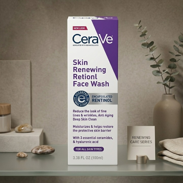 Renewing Retinol Face Wash โ Anti-Aging Cleanser with Ceramides & Hyaluronic Acid for All Skin Types (100ml)